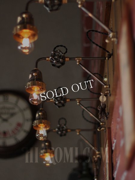 インダストリアルベル型カップ＆バルブ角度調整付トラスアーム工業系ブラケットライト1｜スチームパンク壁掛け照明ウォールランプ