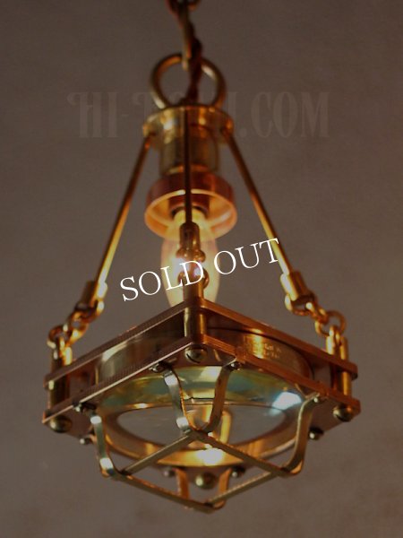 画像2: 【数量限定照明】ケージ＆レンズ付真鍮製工業系ペンダントライト (2)