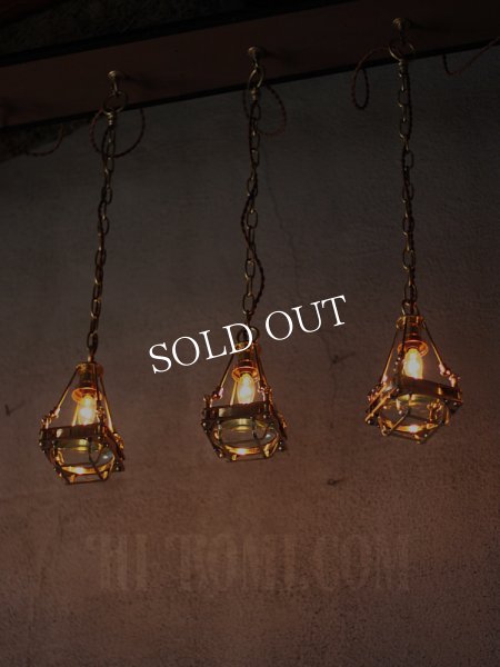 画像8: 【数量限定照明】ケージ＆レンズ付真鍮製工業系ペンダントライト (8)