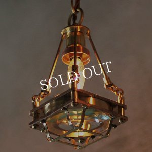 数量限定照明】ケージ＆レンズ付真鍮製工業系ペンダントライト