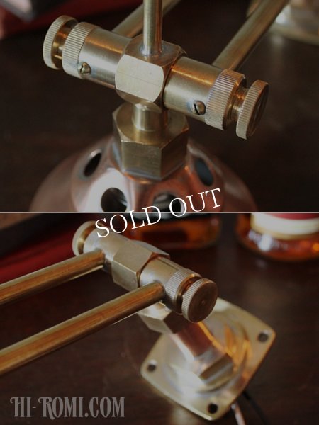 工業系銅製ミニシェード＆角度調整付ダブルアームブラケットライト｜インダストリアル壁掛け照明