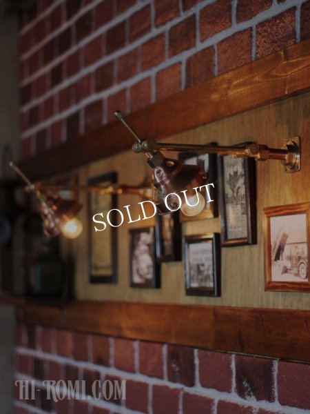 工業系銅製ミニシェード＆角度調整付ダブルアームブラケットライト｜インダストリアル壁掛け照明