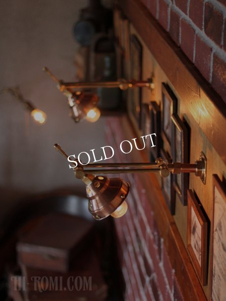 工業系銅製ミニシェード＆角度調整付ダブルアームブラケットライト｜インダストリアル壁掛け照明