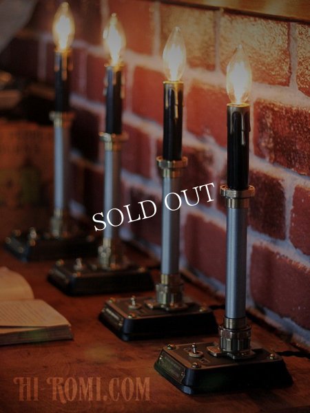 工業系卓上照明｜インダストリアル黒キャンドルテーブルライトスチームパンク