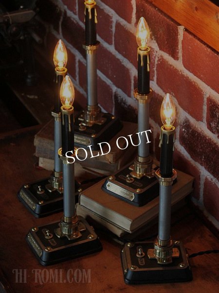 工業系卓上照明｜インダストリアル黒キャンドルテーブルライトスチームパンク