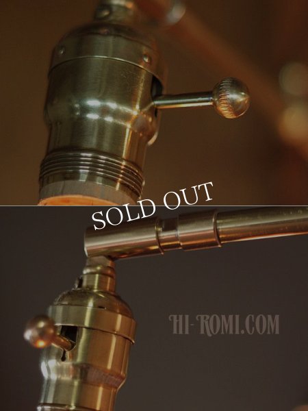 インダストリアル壁掛け照明ウォールランプ｜工業系真鍮×木トラスアームブラケットライト