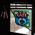 ステンドグラスCAFEカフェサイン屋内看板照明｜vintage stained glass cafe sign