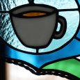 ステンドグラスCAFEカフェサイン屋内看板照明｜vintage stained glass cafe sign