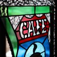 ステンドグラスCAFEカフェサイン屋内看板照明｜vintage stained glass cafe sign