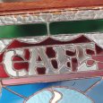 ステンドグラスCAFEカフェサイン屋内看板照明｜vintage stained glass cafe sign