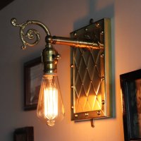 画像1: アートデザインランプ・ブラケットライト壁掛け照明｜アンティーク&スチームパンクアーガイル柄メタルワーク