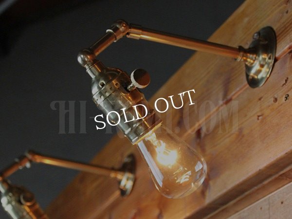 ヴィンテージ工業系LEVITON社角度調整付き真鍮ブラケット/アンティーク照明インダストリアルウォールランプ