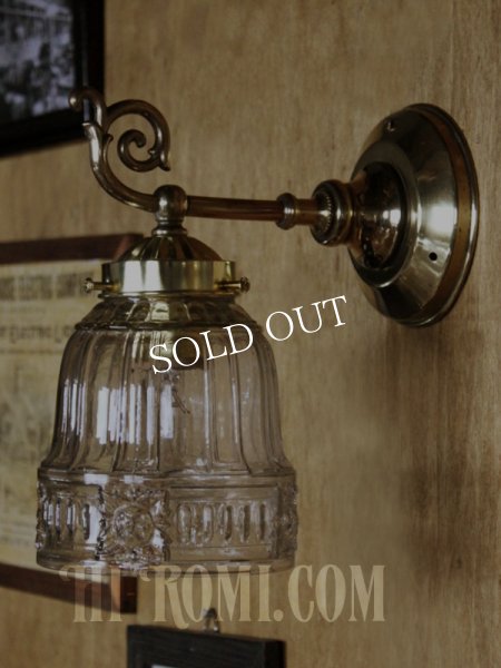 画像6: クリアガラスシェード付真鍮製コロニアルブラケット/アンティークヴィクトリアン照明 (6)
