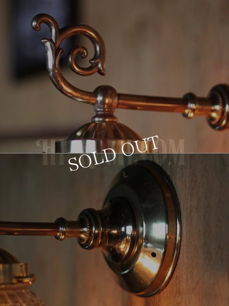 画像7: クリアガラスシェード付真鍮製コロニアルブラケット/アンティークヴィクトリアン照明 (7)