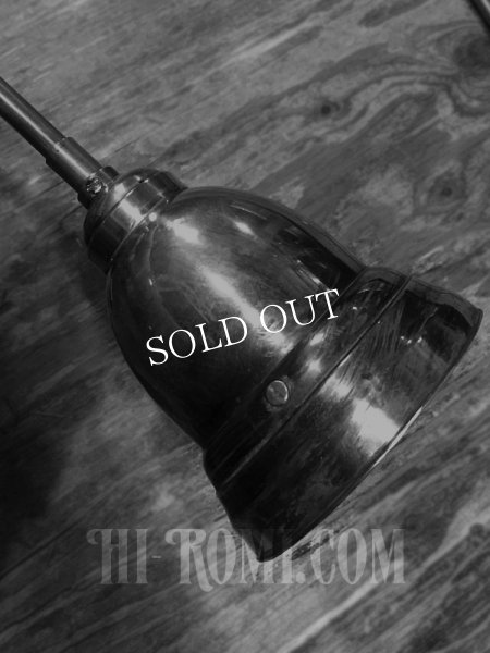 真鍮製工業系ポール付ペンダントランプ兼ブラケットランプ/アンティークインダストリアル照明ライト