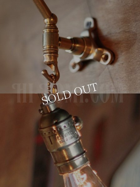 ヴィンテージ工業系フック付きターン式ソケット真鍮ブラケット/アンティーク照明インダストリアルウォールランプ