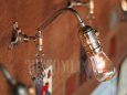 ヴィンテージ工業系フック付きターン式ソケット真鍮ブラケット/アンティーク照明インダストリアルウォールランプ