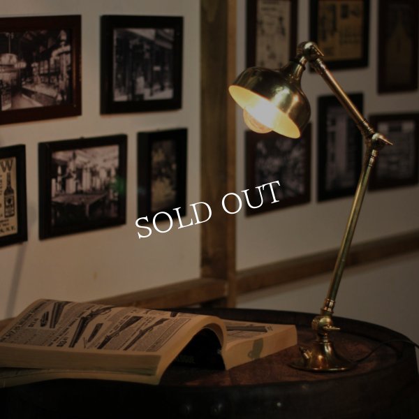 ヴィンテージインダストリアル角度調整付き真鍮ライト/アンティーク工業系照明