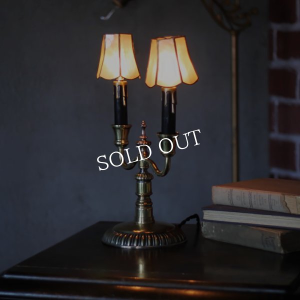 アンティークテーブルライト｜双頭２灯キャンドルランプ卓上照明