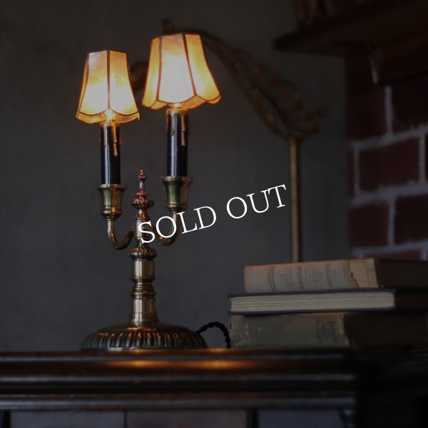 アンティークテーブルライト｜双頭２灯キャンドルランプ卓上照明