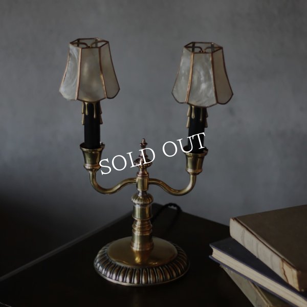 アンティークテーブルライト｜双頭２灯キャンドルランプ卓上照明