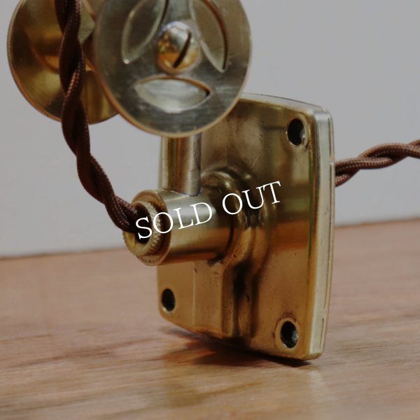 真鍮製ダブルシザーアームランプグリーンシェードブラケットライト｜インダストリアル二重蛇腹式壁掛け照明ウォールランプ