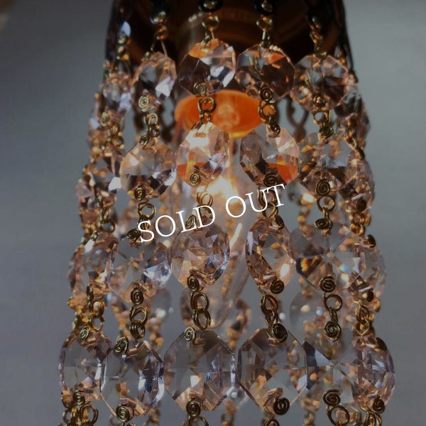 【黒】ヴィンテージミニシャンデリアオクタゴンプリズムペンダントライト｜アンティーク鍵スイッチ吊下げ照明ランプ