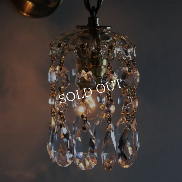 ヴィンテージガラス製ミニシャンデリアブラケットライト｜アンティークウォールランプ壁掛け照明