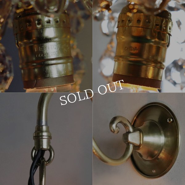 ヴィンテージガラス製ミニシャンデリアブラケットライト｜アンティークウォールランプ壁掛け照明