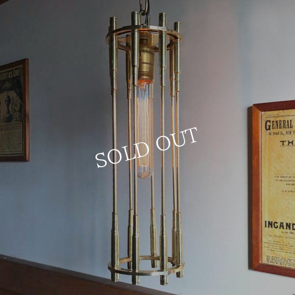 画像2: インダストリアルバレットケージペンダントライト｜USAヴィンテージ・弾丸薬莢&ケージ付き吊下げ照明・工業系ライト (2)