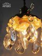 画像1: 真鍮製フレームダブルカットティアドロッププリズム１灯ミニシャンデリア/アンティーク照明ペンダントランプ (1)