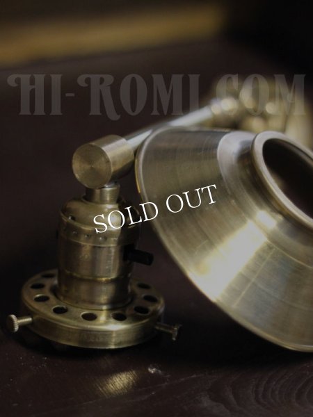 USAヴィンテージ工業系角度調整&シェード付きプッシュ式真鍮ソケットライト/アンティーク照明