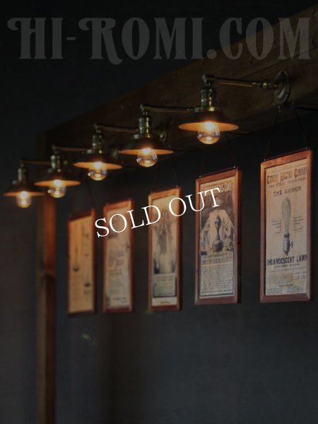 USAヴィンテージ工業系角度調整&シェード付きプッシュ式真鍮ソケットライト/アンティーク照明