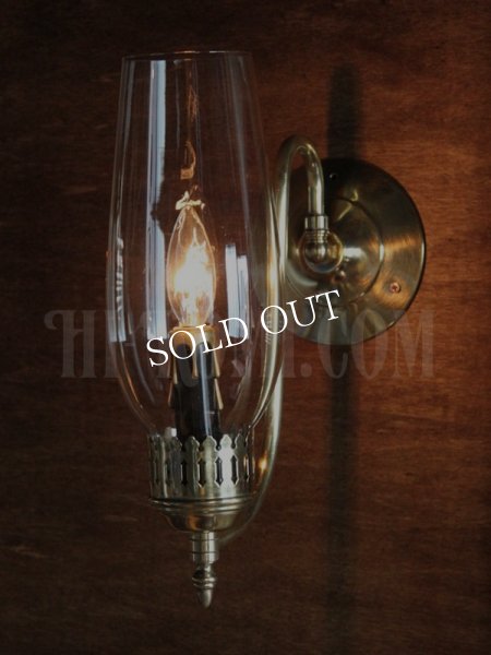 画像2: クリアガラスチムニー付きコロニアルキャンドルブラケットA/アンティークコロニアルモダン照明 (2)