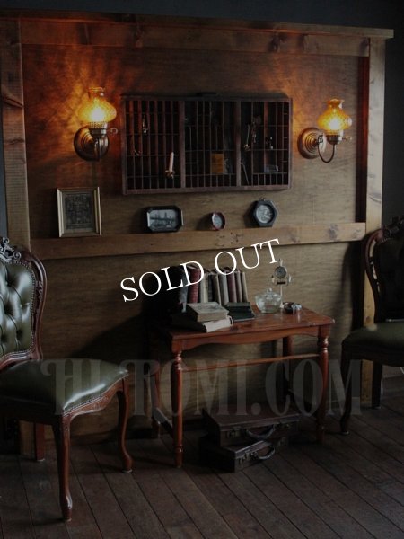 画像5: ヴィンテージアーガイルアンバーガラスシェード鍵付きブラケットランプA/アンティークホブネイルコロニアル照明 (5)