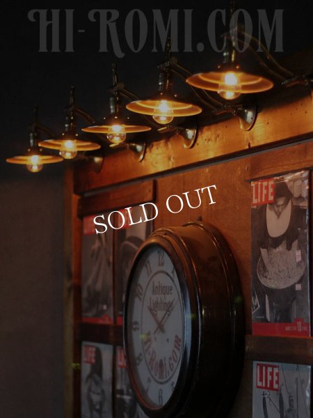 工業系真鍮製角度調整ダブルアームシェード付ブラケットライト｜インダストリアルアンティーク壁掛け照明