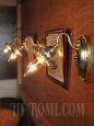 USAヴィンテージ真鍮製花型フレーム付きプッシュ式ブラケットランプA｜アンティークヴィクトリアンアトリエ壁掛けウォールライト