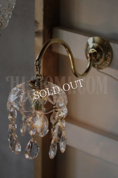 ヴィンテージガラス製ミニシャンデリアブラケットライト｜アンティークウォールランプ壁掛け照明