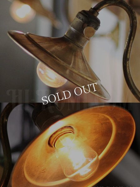  ヴィンテージ工業系スワンネック真鍮製ブラケットライト｜アンティーク壁掛け照明