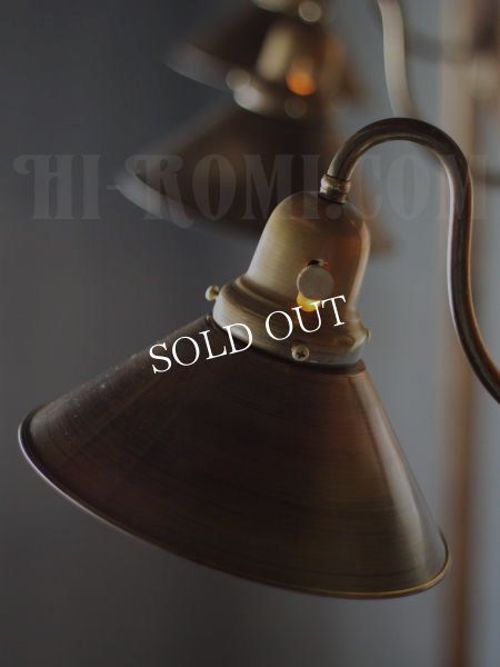 ヴィンテージ工業系真鍮シェード&ベル型カップ壁掛け照明ブラケットライトA/アンティークウォールランプ