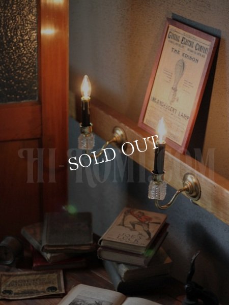 画像2: ヴィンテージガラス飾りミニウォールブラケットランプB/アンティークシャンデリア照明 (2)