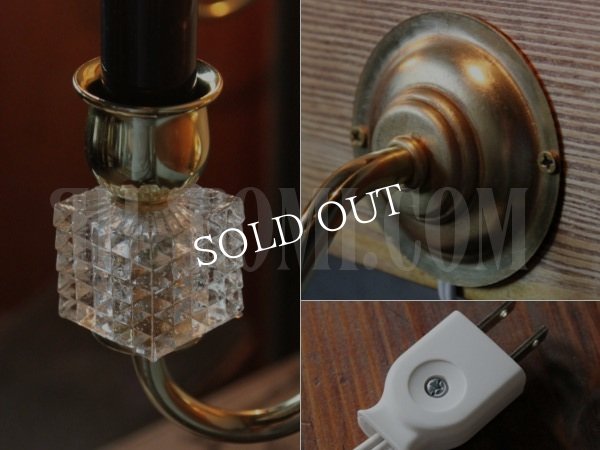 画像4: ヴィンテージガラス飾りミニウォールブラケットランプB/アンティークシャンデリア照明 (4)