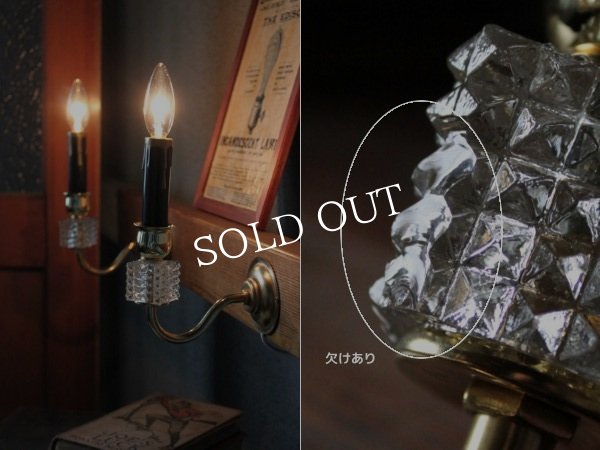 画像3: ヴィンテージガラス飾りミニウォールブラケットランプB/アンティークシャンデリア照明 (3)