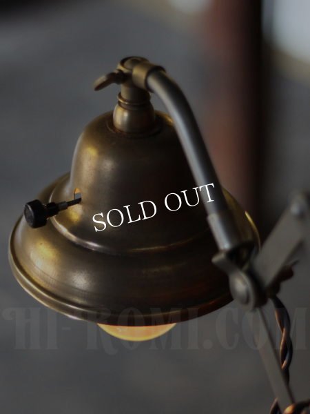 工業系真鍮シェード＆角度調整付シザーアームブラケットライト蛇腹ランプ/アンティークインダストリアル壁掛け照明