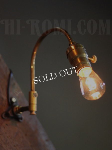 USA工業系真鍮製スウィングアームブラケットライト壁掛け照明A/ヴィンテージウォールランプ