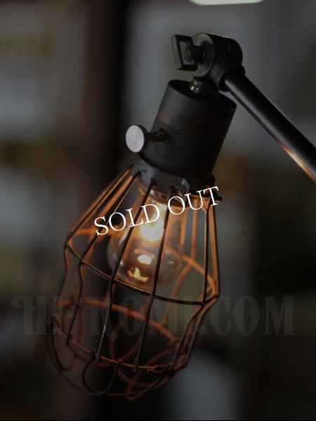 USA工業系ワイヤーケージ付角度調整ブラケットライトA/トラブルライトヴィンテージペンダント兼用ライト壁掛け照明