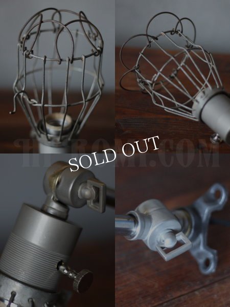 USA工業系ワイヤーケージ付角度調整ブラケットライトA/トラブルライトヴィンテージペンダント兼用ライト壁掛け照明