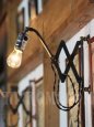 工業系アルミソケット角度調整付シザーアーム蛇腹ブラケットライトA/アンティーク壁掛け照明ランプ