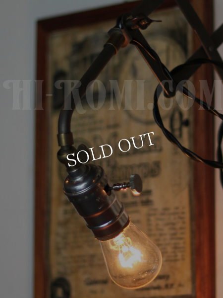 工業系アルミソケット角度調整付シザーアーム蛇腹ブラケットライトA/アンティーク壁掛け照明ランプ