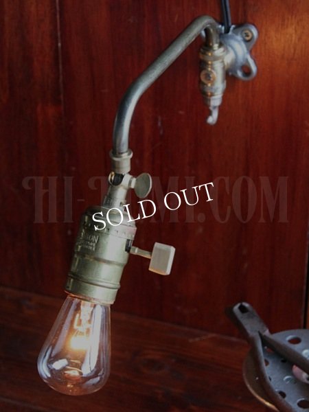 USA工業系真鍮フック付スウィングアームソケットブラケットライトA/ヴィンテージランプ壁掛け照明